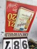 Chesterfield Cigarette metal sign, stamped A-760, approx. 17 1/2