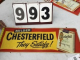 Chesterfield Cigarette metal-stamped sign, approx. 12