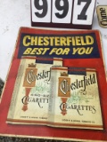 Chesterfield Cigarette metal-stamped sign, approx. 23 1/2