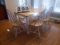 Breakfast table w/leaf, and six matching chairs, white and natural wood, 54