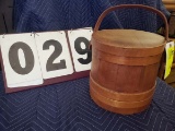 Wood Bucket w/wood handle and wood wrapped banding, 10