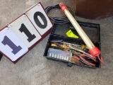 Tool box with contents, and work light