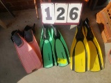 Group of Three Diving Fins Pairs - Avanti HP (9.5/10.5 and 5/6) and Sherwood (Adjustable)