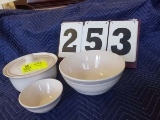 3 pcs matching Pfaltzgraff stone ware:  Large bowl # 460, small bowl # 456, & covered 2 qt casserole