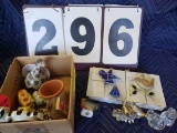 Box Lot--Kitchen decorative items, unusual salts & peppers, spoon rest, light reflectors, etc.