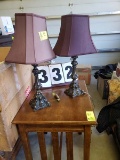 Pair of Lamps, candle stick design, decorative designer pieces w/shades