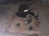 Pallet of engine block, and exhaust manifolds