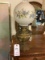 Antique Rayo Electrified Metal Oil Lamp with Frosted Glass Hand Painted Shade; 21