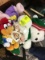 Assorted Basket Lot of Collectible Plush Animals including Woody Woodpecker, Hallmark, Beanie Babies