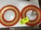 Vintage Orange and Gold Overlay Glass Cookie Tray and Serving Platter Set
