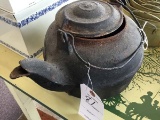 Antique Number 8 Cast Iron Tea Kettle with Swivel Lid; 9.5