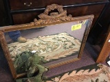 Antique Gilted Floral Wreath and Torch Mirror; 32.5