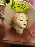 Unique Figural Lady Head Vase Planter; 9