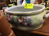 Large Handpainted 2 Handled Porcelain Roses Design Planter; 17