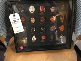 Unique, Handpainted Asian Ceremonial Miniature Mask Lot, in frame, 16