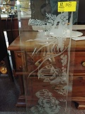 Etched Heavy Glass Panel with aquatic fish theme, 34.5