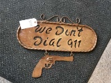 Large Handmade Metal Gun Sign 