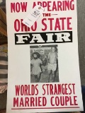 Original Carnival Poster with Priscilla the Monkey Girl and Emmit the Alligator Skin Man
