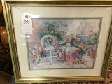 Floral Pastel Framed Decorator Print with Wicker Chair 23