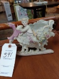 Antique Bisque China Cherub with Chariot, has been repaired