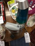 2 Piece Lot of Blue Glass Lava Lamp and Lava Volcano Machine