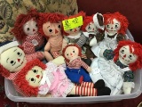 Vintage Lot of Original and Handmade Raggedy Ann and Raggedy Andy Dolls, 9 pieces