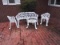 Iron Patio Set in White with 3 Seater Bench (54