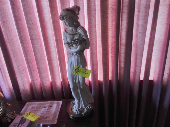 Plaster Figurine, 27" tall, of Maiden with Fruit