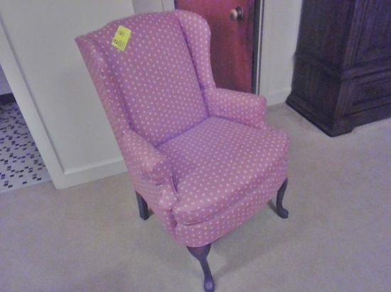 Upholstered Side Chair, 28" wide x 26" deep x 36" high, Rose with Floral Design (matches Lot # 58)