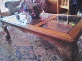Oak Coffee Table (matched to Lot #23) with Smoked Glass Inserts