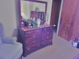 Dresser with Mirror, 8 Drawers, Brass Pulls, Mirror Frame