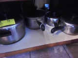 Set of Revere ware Cookware including Covered Frying Pan, 3 Covered Pots, & 1 Covered Large Broiler