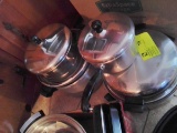 Pressure Cooker, Covered Large Broiler, and 2 Covered Pots