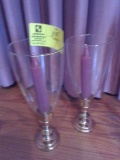 Pair of Baldwin Brass Candlesticks with Glass Globes; Candlesticks are 5.5