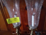 Pair of Electric Lamps, Made in shape of Brass Candlesticks and Globe