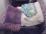Group of Blankets, Comforters, and Bath Rugs
