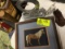 Lot of Horse Collectibles, includes: art deco picture, needlepoint pony picture, and figurines