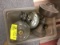 Box Lot of Vintage Oil Lamps and Parts