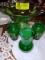 Lot of Vintage Green Depression Glass; includes Vases and Center Bowl