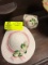 2 Piece Porcelain White and Pink Bonnet Wall Pocket and Small Wall Pocket