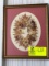 Original Vintage Dried Pressed Flowers on Paper Picture in Frame