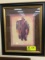 Black and Gold Framed Decorator Print of English Man with Walking Stick and Binoculars