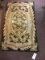 Antique Hook Rug in Green, Beige, and Pink Colors
