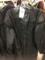 Vintage Ladies' Genuine Leather Long Black Trench Coat with Braided Trim Design