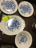 9 Piece Lot of Vintage Blue and White Transfer Ware Dishes
