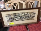 Vintage Framed Horse and Carriage, Signed, Pen and Ink Drawing