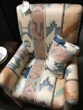 Upholstered Southwest Design Accent Chair with Matching Pillow