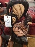 Hand Carved, Wooden Rooster Statue