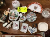Lot of Miscellaneous Porcelain Dishes; includes Vases, Figurines; some hand painted and some signed