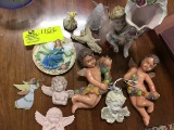 Angel Cherub Lot; includes: Porcelain Angel, Vase, Wall Plaques, and Figurines